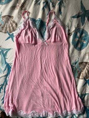 Light Pink Cotton BabyDoll with Lace- Womens